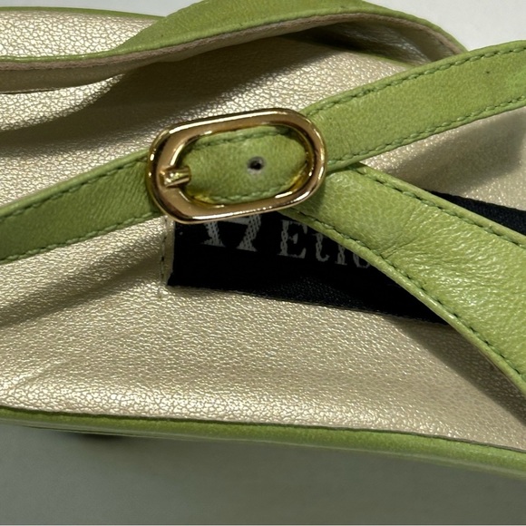 Etienne Aigner Lime Green Wedge Heel Sandals Size 7 Vintage - Picture 11 of 14